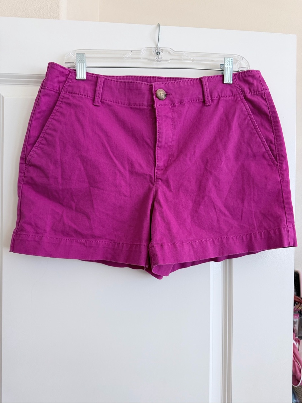 LOFT Bright Magenta Cotton Bermuda Shorts